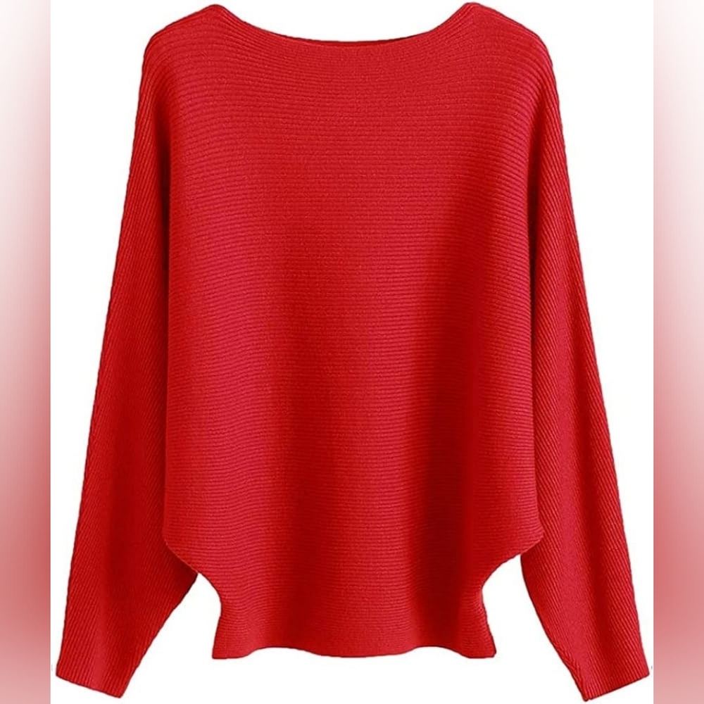 Red Ribbed Knit Sweater - Picture 2 of 2